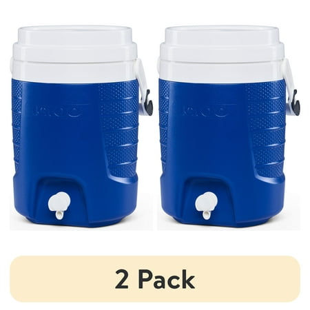 (2 pack) Igloo 2 Gallon Sports Plastic Beverage Jug with Hooks, Blue