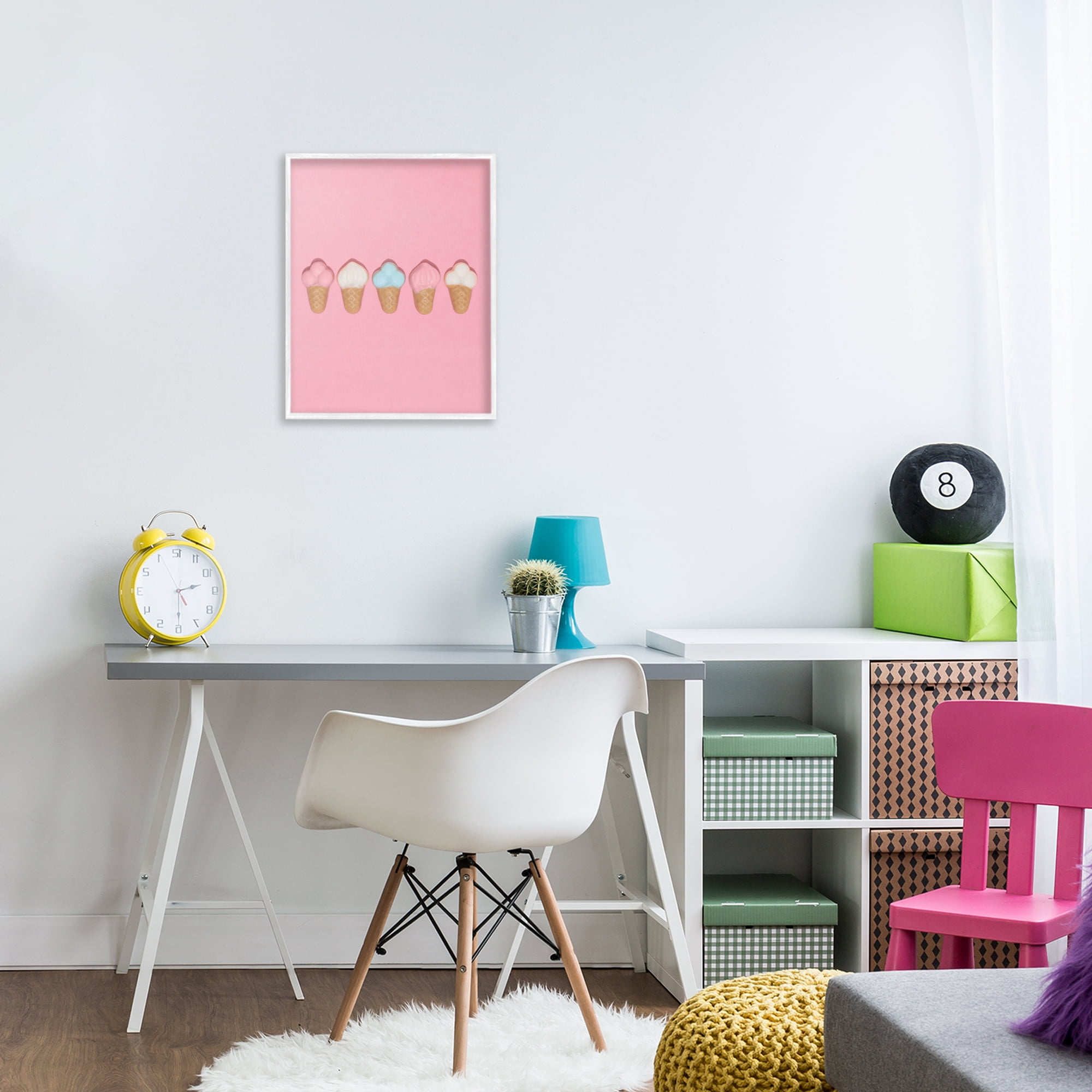 Stupell Industries Pink Ice Cream Candy White Framed Giclee Art, design by LISH Creative
