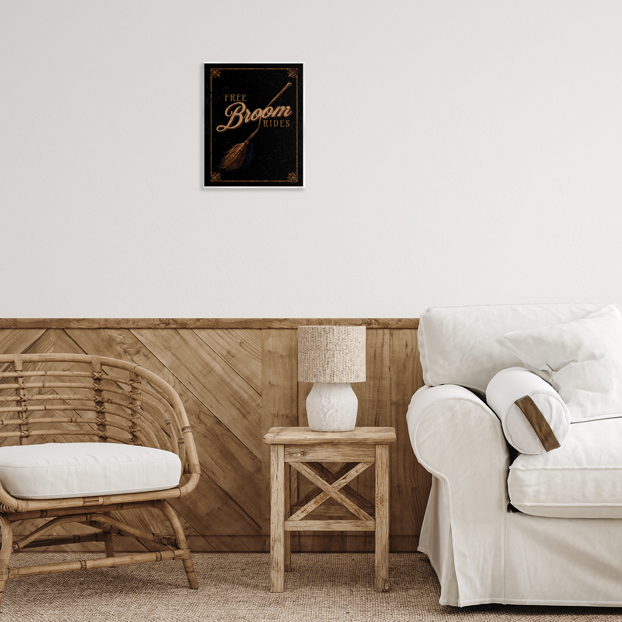 Stupell Industries Rustic Free Broom Rides Holiday Painting Unframed Art Print Wall Art, 11 x 14