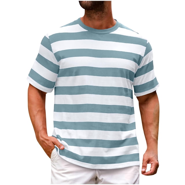 T-shirts Surdimensionnés pour Hommes à Rayures Imprimées, T-Shirt Graphique Décontracté Ample à Manches Courtes, Col Ras du Cou