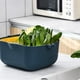 thumbnail image 2 of Cesta de plástico para verduras de doble capa, escurridor de frutas y verduras, cesta para almacenar frutas en la cocina (azul y amarillo), 2 of 6