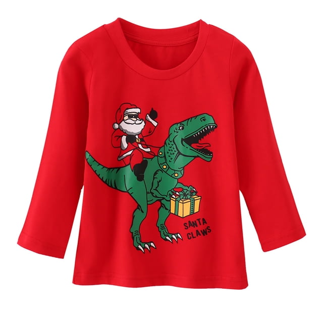 T-shirts pour Enfants Imprimés Manches Longues Col Rond Coton Chandail en Molleton Garçons Mode 5-6 Ans
