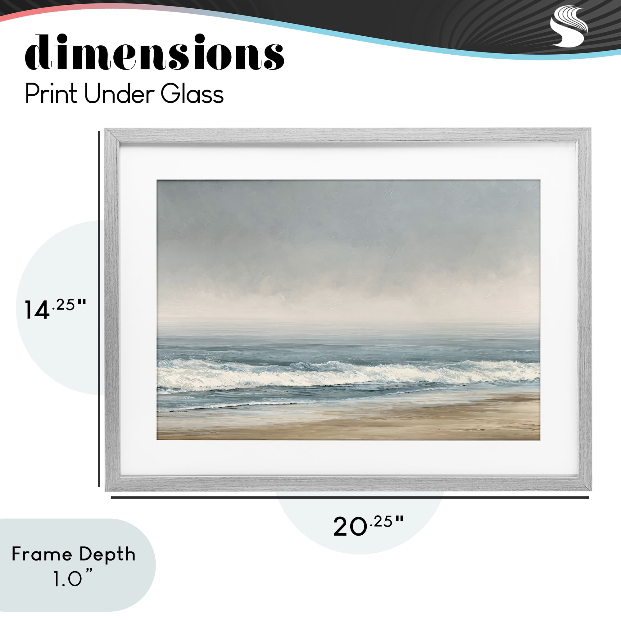 Stupell Industries Tranquil Mist Beachscape Gray Framed Print Under Glass, design by Jacky Ngan