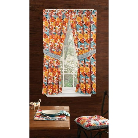 The Pioneer Woman Flea Market Window Curtain Panel, 40"W x 63”L , Set of 2,