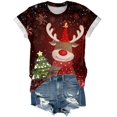 thumbnail image 4 of Drie Christmas Oversized Tees for Women Workout Tops Short Sleeve Shirts with Sun Protection Trendy Black,M, 4 of 5