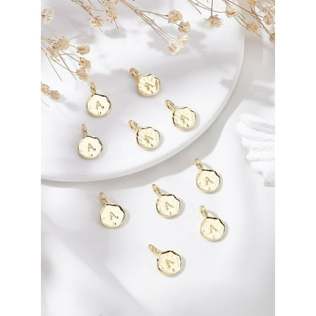 1set 10Pcs Alphabet Charms Pendant for Jewelry Handmade DIY Necklace Earring Gold