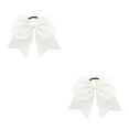 thumbnail image 2 of Qarigey Banda para el cabello grande Bowknot Elástico Adornos de goma Ajustable Snag Free Ponytail Holder Bobbles Seamless Scrunchies White Blanco 2piezas, 2 of 6
