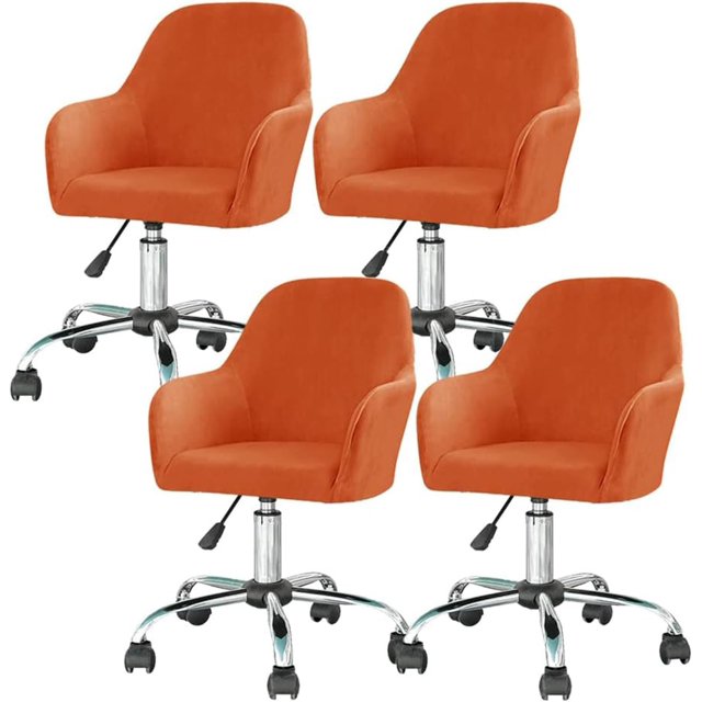 N/A Velvet Swivel Armrest Curved Back, Home Office Desk Chair Covers, Stretch Wingback Dining Chair Cover Protector, for Vanity Living Room,B,4pack