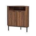 thumbnail image 3 of Joyyskill Fluted Corner Cabinet with Storage, Modern Floor Cabinets with Adjustable Shelf & Metal Legs Wooden Narrow Cabinet Organizer, Brown, 3 of 7