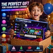 JoyStone Kids DJ Mixer Toy with Bluetooth, Turntable, Piano Keys & Microphone, Light-Up DJ Controller Board for Toddlers & Beginners, Musical Instrument Toy Gift for Ages 3-8, Black