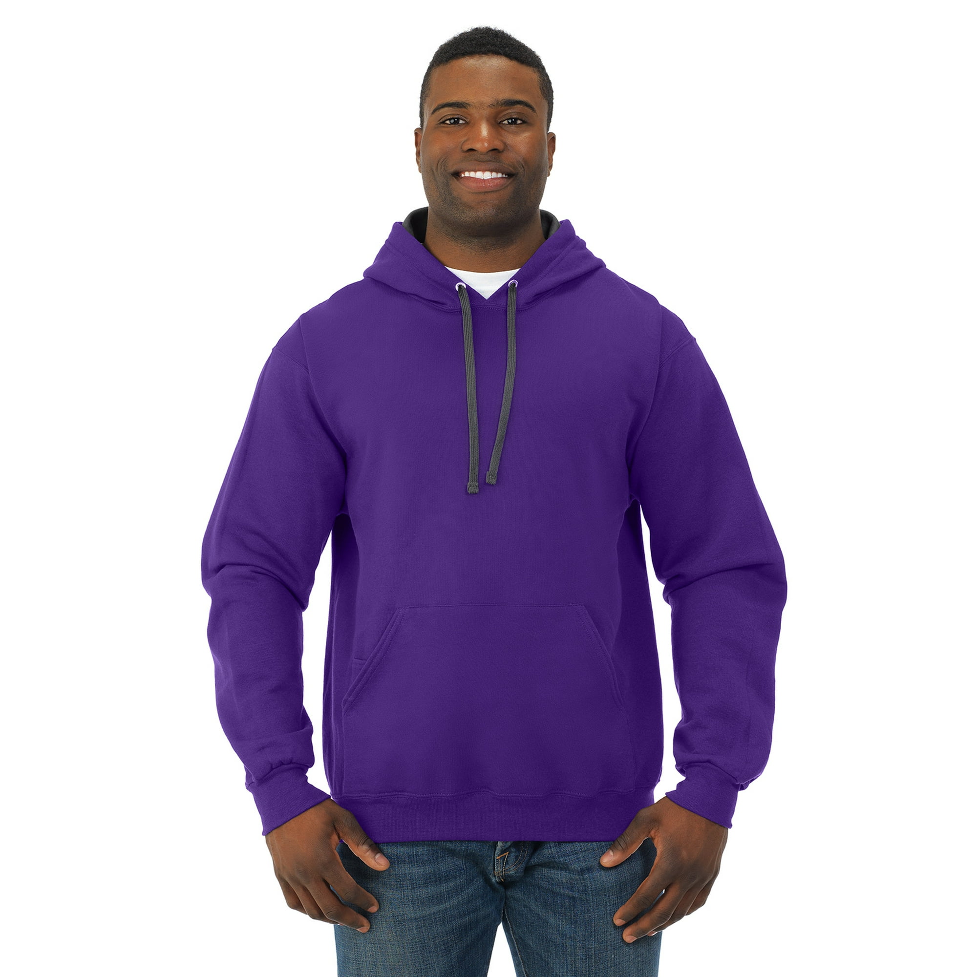 Fruit Of The Loom Mens Sofspun Hooded Sweatshirt XL Purple
