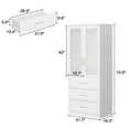 thumbnail image 4 of KULAGAGA Wardrobe Closet with Glass Doors, Modern White Bedroom Armoire with Gold Handles, 3 Drawers, Hanging Rod, 31.7”W x 19.3”D x 74.8”H, 4 of 8