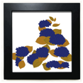 thumbnail image 1 of La pintura la cultura japonesa flor oro azul Mesa de pared con marco cuadrado negro, 1 of 4