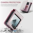 thumbnail image 2 of ELEHOLD Wallet Case for Samsung Galaxy Z Flip 6, premium PU leather zipper card holder phone case zipper card holder phone case,Pink, 2 of 7