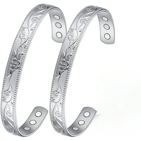 Wollet 2PCS Copper Bracelets for Women, Pure Copper Cuff Bangle Adjustable