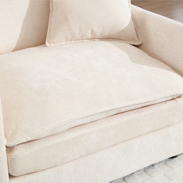 Muumblus Oversized Lounge Chair with Ottoman, Plush Cloud Accent Armchair for Living Room, Beige Chenille Muumblus Oversized Lounge Chair with Ottoman, Plush Cloud Accent Armchair for Living Room, Beige Chenille - Image 4