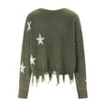 thumbnail image 3 of Aayomet Cardigan For Women Lightweight Women's Fashion Long Sleeve Striped Color Block Knitted Sweater Crew Neck Loose Pullover Jumper Tops,Army Green S-XXL, 3 of 5