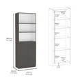 thumbnail image 4 of Depot E-Shop Vinton 2-Door Bookcase with Upper Shelves, Matt Gray / White -Office, 4 of 7