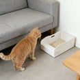 thumbnail image 4 of Disposable Cat Litter Box, Ivory White Solid Color Big Maizai Toilet - Single-Use, No Cleaning Required, Portable Lightweight Leak-Proof Design - For Cat Owners, Traveling With, 4 of 5