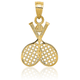 thumbnail image 3 of 14K Solid Yellow Gold Double Tennis Racquet Necklace Charm Sports Pendant, 3 of 8