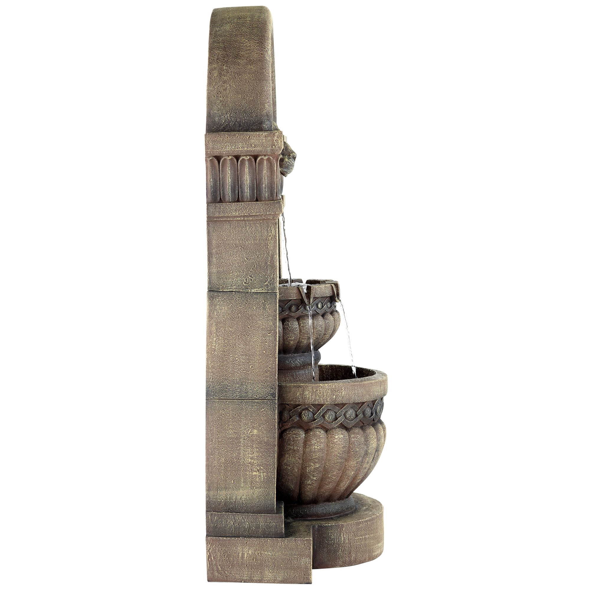 Royal Lion Face 50" High Large Italian Indoor Outdoor Decor Faux Stone Floor Fountain with Light LED 2-Tier