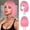 Pink, variant on Bob wig with bangs, women's short bob wig | 12-inch short bob wig with bangs, straight synthetic wig, adjustable straps, suitable for everyday wear and parties.