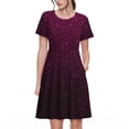 thumbnail image 1 of Disketp Dark Purple Glitter para Vestido de Manga Corta para Mujeres, Vestidos de Verano para Mujeres, Casual y Holgado para la Playa, 1 of 6