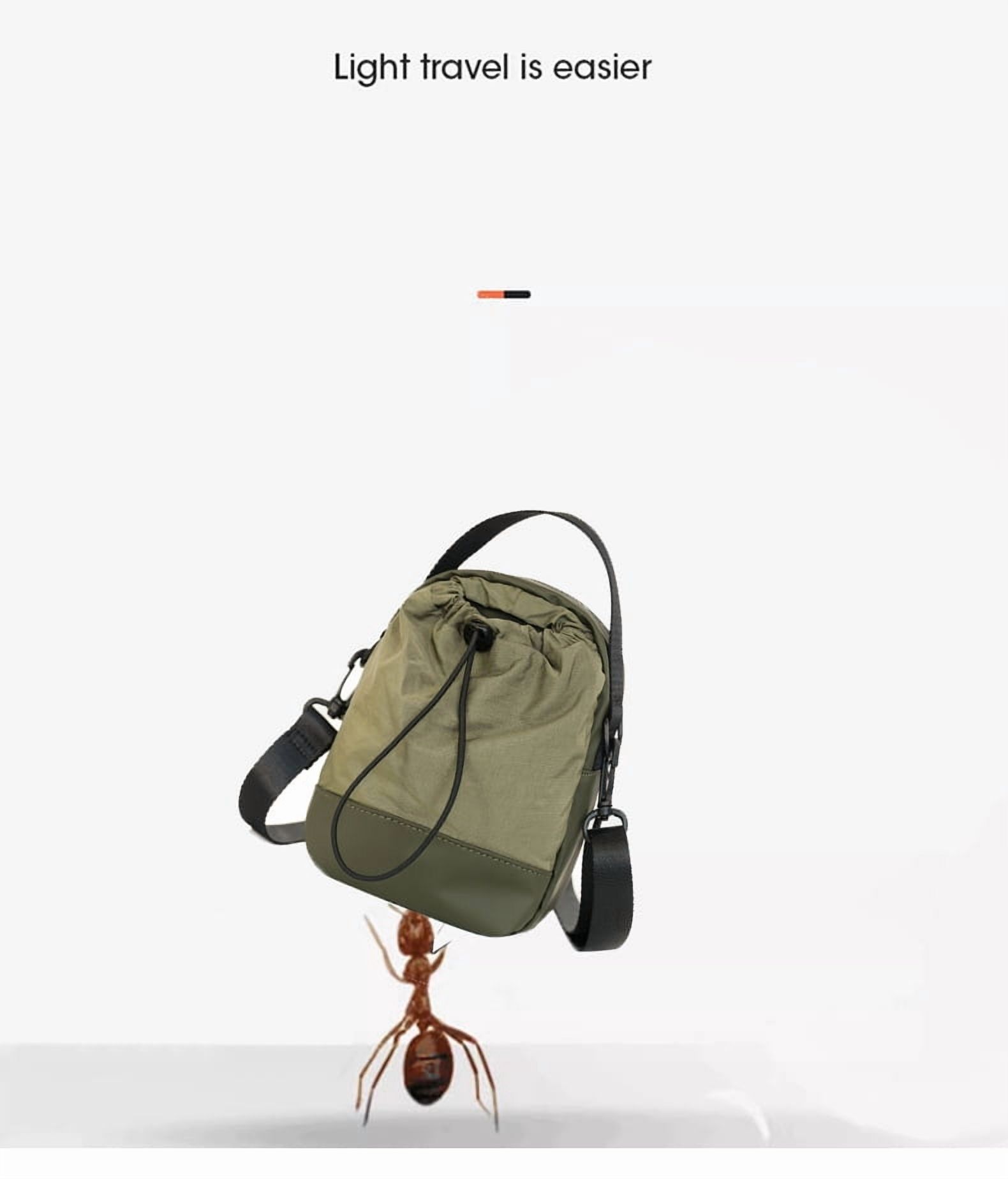 Hue & Hold Unisex Large Capacity Multi-Pocket Zip Drawstring Crossbody Bag Handbag Water Bottle Carrying Bag Lightweight Outdoor Sling Bag with Adjustable Strap, Beige