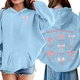 thumbnail image 2 of Byoo Toddler Girl's Bow Print Long Sleeve Hoodie Pullover Fit with Pocket Hooded Sweatshirt Soft Warm Casual Kids Outerwear for Daily Wear, 2 of 6
