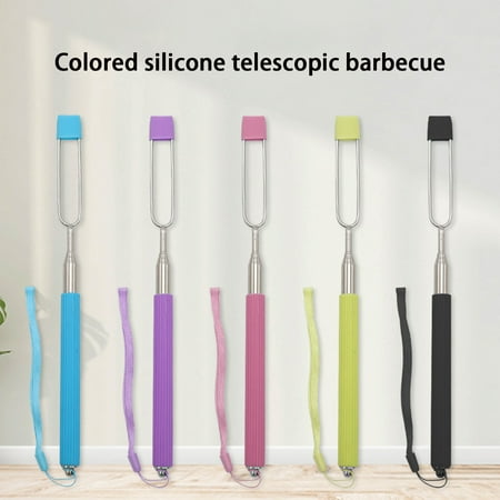 

Mairbeon Barbecue Fork Telescopic Anti-scald Silicone Handle Reusable Multifunctional BBQ Tool U-shaped Stainless Steel Grilling Fork Roasting Tool Camping Accessories