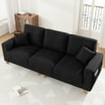 thumbnail image 3 of AAQZ 101" Corduroy Sofa Couch for Living Room, 3 Seater Deep Seat Comfy Couch in a Box, 2 Cushions, 2 Pillows Tool-Free Setup,Black, 3 of 18