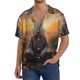 thumbnail image 1 of Balery Flower Meditating Rabbit Camisa Casual de Manga Corta con Botones para Hombre, Texturizada, Estilo Cubano, para Playa, Verano-Medium, 1 of 5