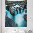 thumbnail image 1 of Nature Tapestry, Waterfall Basalt Rocks Rural Scenery National Park Nature Woods Photo, Fabric Wall Hanging Decor for Bedroom Living Room Dorm, 5 Sizes, Sky Blue Grey Green, by Ambesonne, 1 of 1