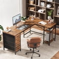 thumbnail image 3 of 55 Inch L-Shaped Desk with Fabric Drawers, Reversible Home Office & Gaming Desk with Power Outlets, and Adjustable Storage Shelves, 3 of 9