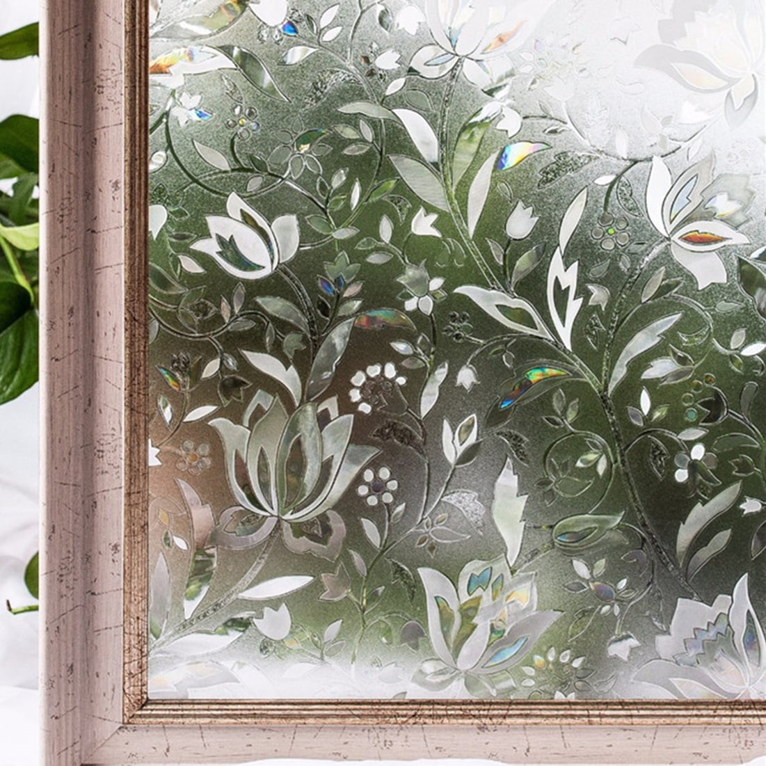 3D Window Film Leaf Static Cling Stained Glass Window Sticker Decor 45x100cm 