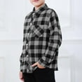 thumbnail image 5 of AIEOTT Boys Plaid Flannel Shirts Long Sleeve Classic Collared Button Down Pocket Shirts Fall Tops, Kids Aged 3-9, for School Travel Family Outdoor Play, 5 of 9
