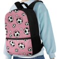 thumbnail image 4 of Uourmeti Bow and Soccer Pattern Polyester Backpack, Smooth Zipper School Bookbag 17 Inch Large Capacity School Backpack for Outdoor Travel, 4 of 6