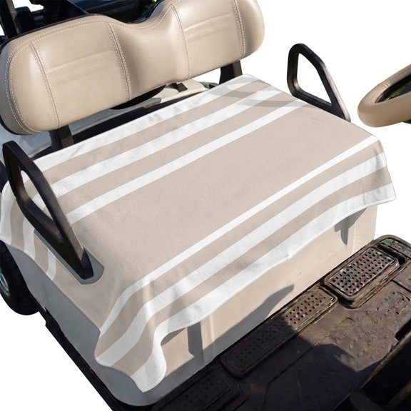 Golf Cart Seat Cover Geometric Pattern Club Car Golf Cart Seat Covers Soft Absorbent Golfcart Towel Blanket Khaki Stripe Golf Seat Covers for Cart Decor Fits 2 & 4 Passenger 51"x31"