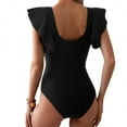 thumbnail image 4 of Ashirexll Women's One-piece Swimsuits, One Piece Bathing Suit for Women, Fashion Women's Ruffle Sleeve V-neck One Piece Swimsuit Casual Color Matching Bikini Suit, 4 of 5