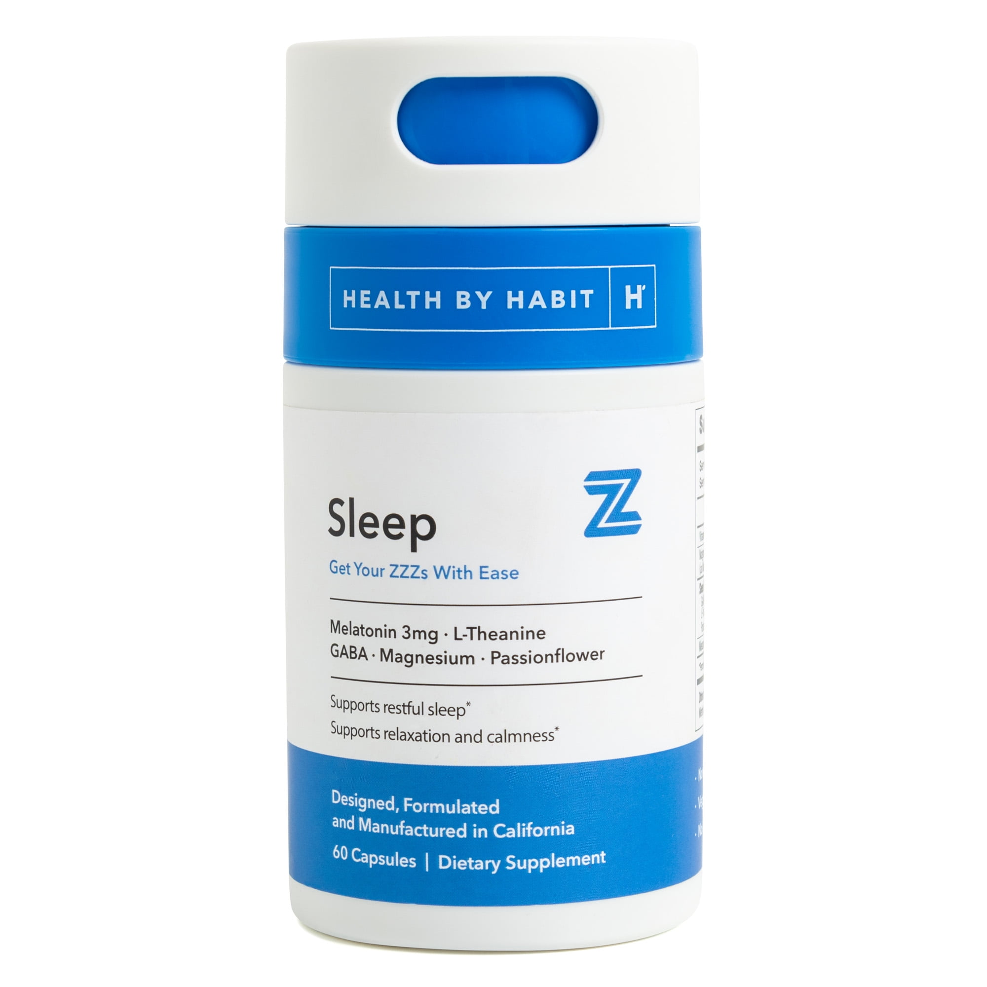 Health By Habit Sleep Supplement, 3mg Melatonin, L-Theanine, GABA, 60 Capsules