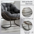 thumbnail image 4 of HONEY HOME Outdoor Papasan Rocking Chair, Oversized Indoor Rocking Chair with Cushion, Rattan Wicker Egg Chairs with Steel Frame, Porch Rocker Chairs Furniture for Garden Lawn Bedroom Living Room, 4 of 7