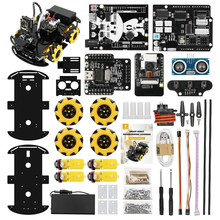 HUAYUXIN 4WD Omni Wheel ESP32-CAM Smart Robot Car Kit, DIY STEM Educational  Programming Robot Starter Kit