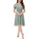 thumbnail image 2 of Vestido de verano floral para mujer Inspire Chic con cuello con volantes, cintura fruncida, mangas cortas, color verde claro, 2 of 5