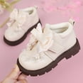 thumbnail image 2 of Toddler Booties Kids Lined Bow Princess Leather Short Boots Windproof Girls Ankle Boots White 7 Y-8 Y, 2 of 7