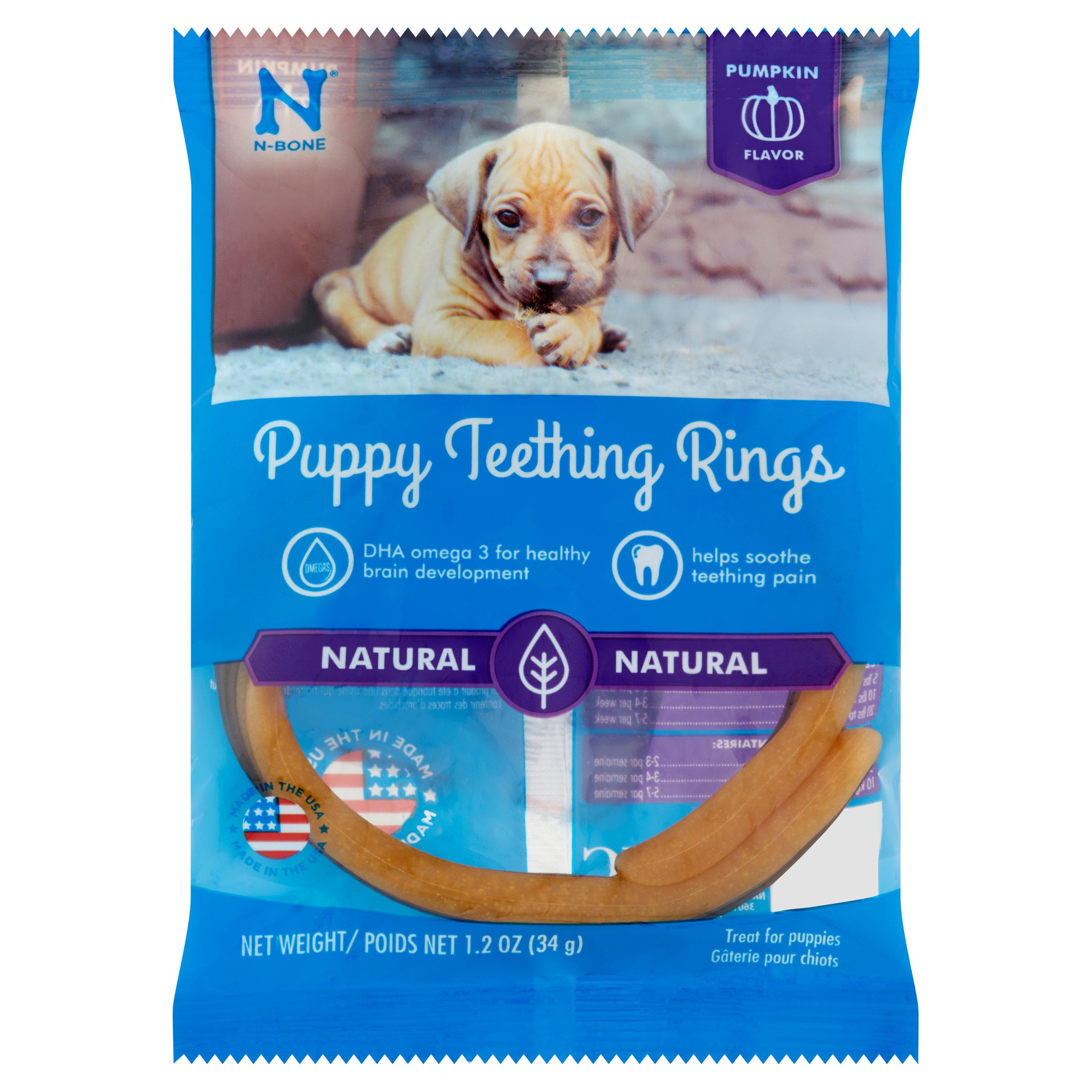 NBone Pumpkin Flavor Puppy Teething Rings Treat for Puppies, 1.2 oz