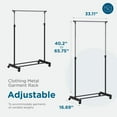 thumbnail image 6 of Honey-Can-Do Steel Single Rod Adjustable Height Rolling Clothes Rack, Chrome/Black, 6 of 8