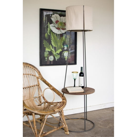 SIDE TABLE FLOOR LAMP WITH CANVAS SHADE