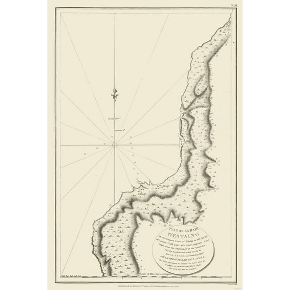 Historic Map - D'Estaing Bay Russia - Robinson 1798 - Vintage Wall Art