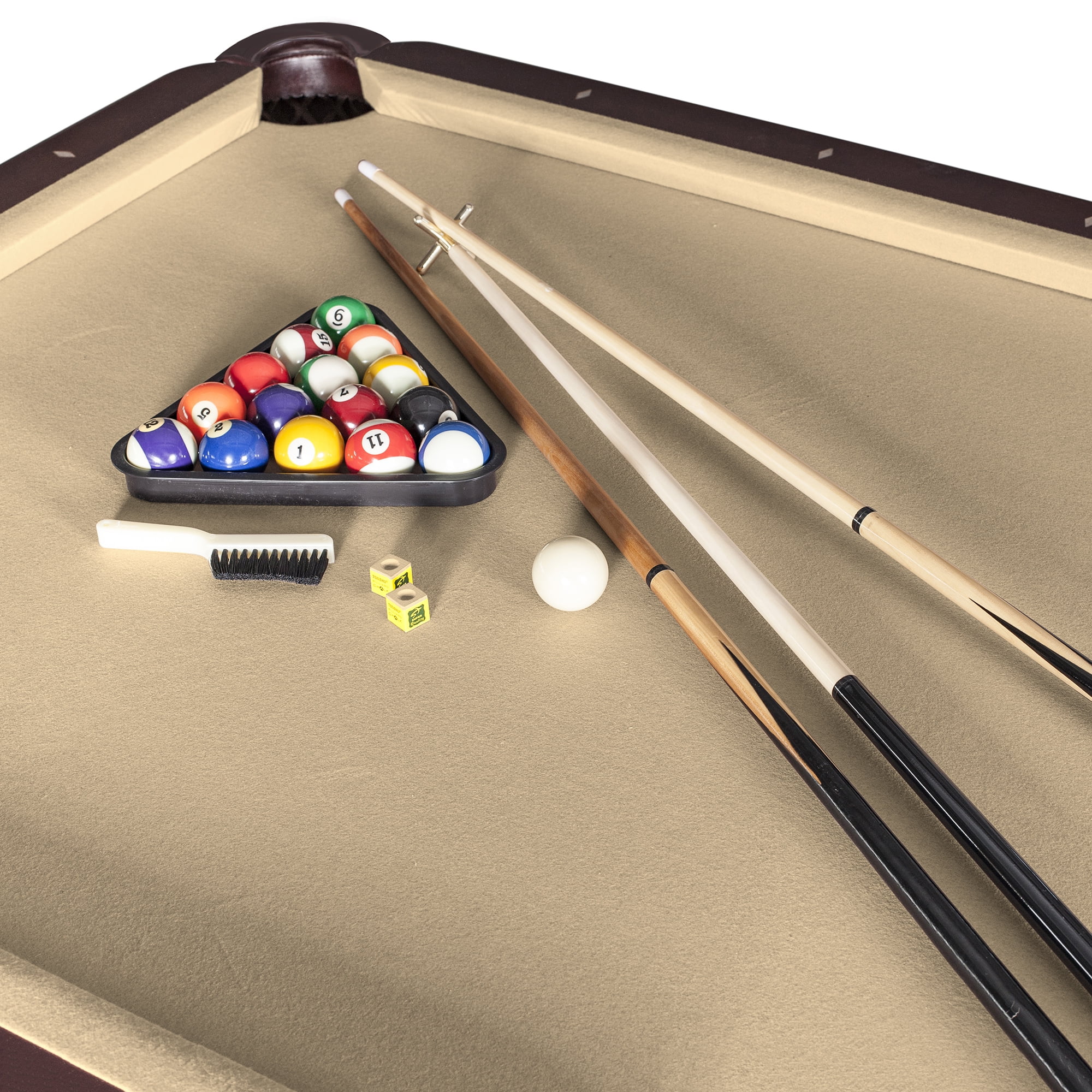 GoSports 8 ft Pool Table with Wood Finish - Modern Billiards Table with 2  Cue Sticks, Balls, Rack, Felt Brush and Chalk