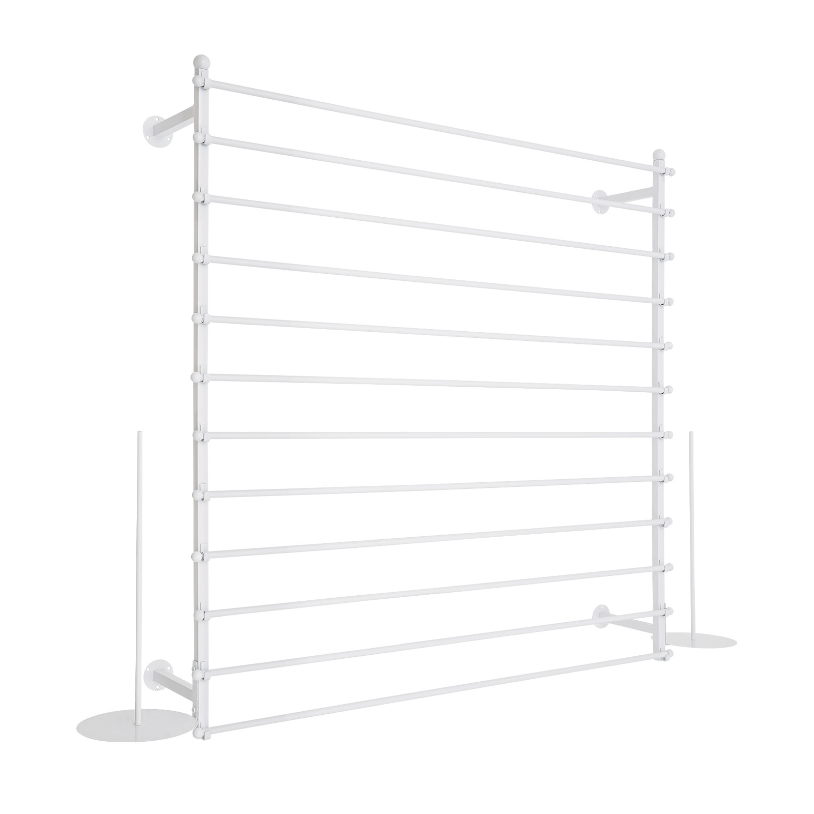ToppiJoy 12 Rods Wall Mounted Ribbon Rack for Craft Room, Ribbon Organizer Wrapping Paper Rack for Craft Room, Cake Shop, Flower Shop White